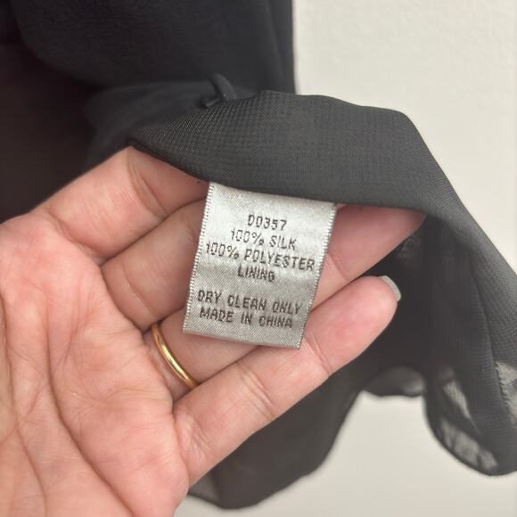 100% Silk Asymmetrical Sheer Black Ruffle Sleeveless Whimsigoth Tunic Top XS - Picture 5 of 8